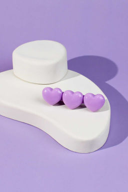 Заколка для волос зажим, арт. 71771 / 10 СЕРДЕЧКИ (в наборе: 1шт., 6,5 см, черный металл, полиэфирная смола, цвет: сиреневый, подложка из мелованного картона + ПЭТ-пакет с европодвесом)