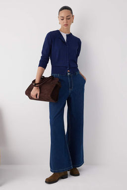 Trendyolmilla Wardrobe Essentials Mavi Yuksek Bel Wide Leg Palazzo Jeans TWOAW26JE00015 фото 2