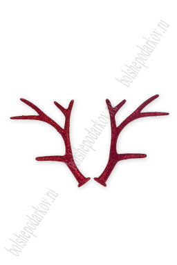 Рожки декоративные с глиттером 12*7,5 см (2 пары) SF-7344, красный