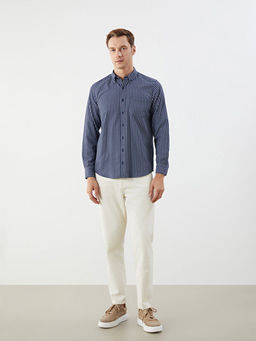 Regular Fit Uzun Kollu Ekose Gabardin Erkek G?mlek