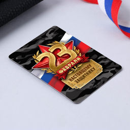 Цена за 2 шт. Магнит и брелок на 23 Февраля Защитнику, подарочный набор : 2 предмета - Сима-ленд фото 4