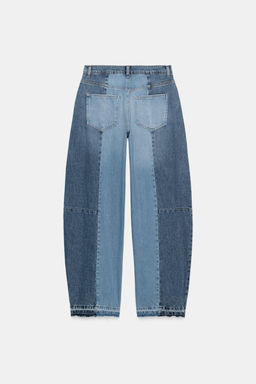 JEANS ZW COLLECTION BARREL PATCHWORK TIRO MEDIO / Azul - Zara фото 6