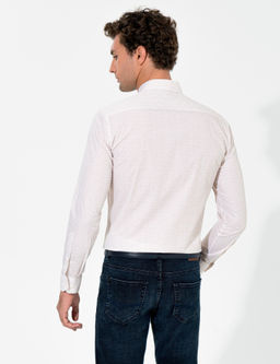 Бежевая приталенная рубашка с длинным рукавом - Cacharel фото 5