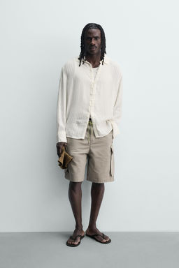CAMISA FLUIDA JACQUARD TEXTURA / Blanco