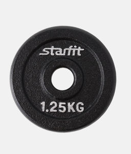 Диск чугунный STARFIT BB-204 1,25 кг, d=26 мм, черный.