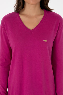 Kad_n Pembe V Yaka Basic Kazak - U.s. polo assn фото 6