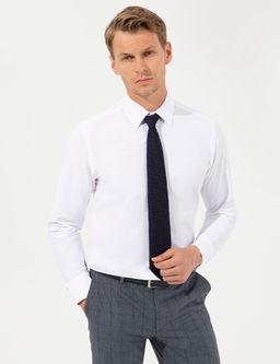 Beyaz Slim Fit Uzun Kollu Klasik G_mlek