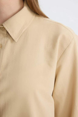 Рубашка-туника из поплина с длинными рукавами Relax Fit - Defacto фото 5