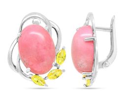 Серьги из серебра родонит, СПН4047