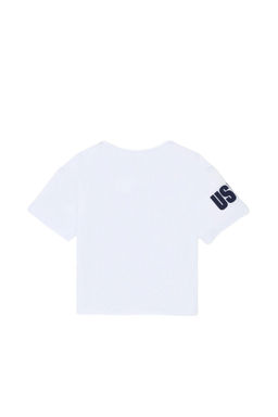 Футболка для девочек U.S. Polo Assn с круглым вырезом белая  фото 3