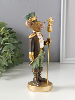 Фигурка полистоун «Мышиный король в мундире со скипетром», коричнево-зелёный, 6.5×5.5×17.5 см