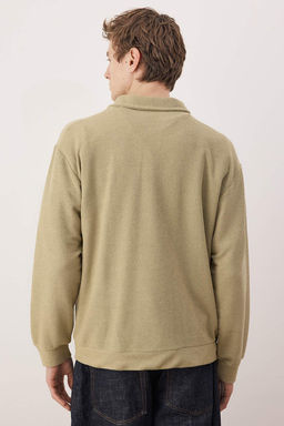 Tas Yeni Oversize/Genis Kesim Polo Yaka Kal?n C?tc?tl? Sweatshirt TMNAW26SW00051