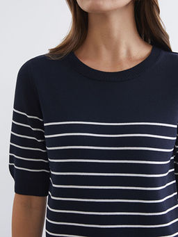 Bisiklet Yaka ?izgili Kad?n Triko Kazak