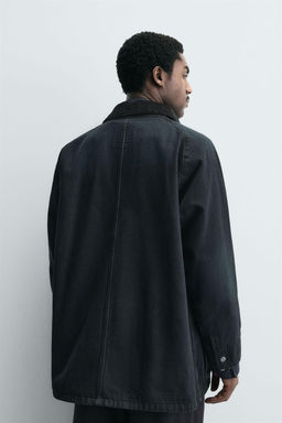 DENIM JACKET WITH COMBINED COLLAR - Zara фото 3