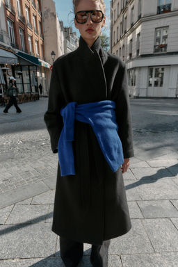 LONG WOOL COAT WITH BELT - Zara фото 7