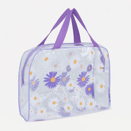 Цена за 2 шт. Косметичка-сумка на молнии для бассейна, большая, с ручками, с принтом Ромашки, сиреневая