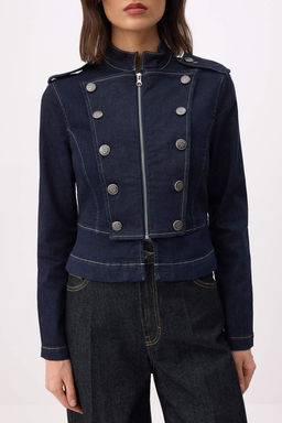 Koyu Mavi Dugme Detayl? Blazer Denim Ceket TWOSS26CE00049 - Trendyolmilla фото 3