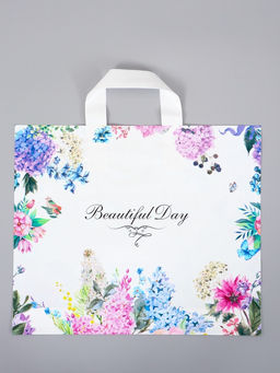 Цена за 50 шт. Пакет с петлевой ручкой "Цветы вокруг" 35 х 30 х 8, см, 60 мкм