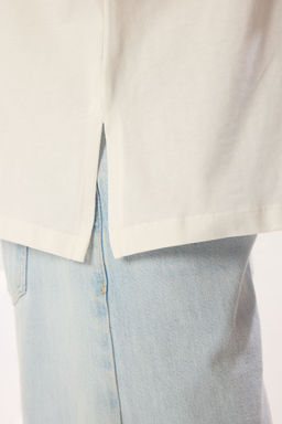 TRENDYOLMILLA Siyah %100 Pamuk Relaxed/Rahat Kal?p Vatkal? Orme T-Shirt TWOSS25TS00070 фото 4