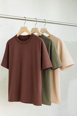 Siyah-Beyaz-Lacivert 3Lu Paket %100 Pamuk Regular/Normal Kal?p Dik Yaka Orme T-Shirt TWOAW26TS00007 - Trendyolmilla фото 14