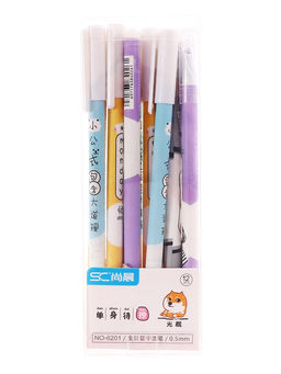 Цена за 12 шт. Ручка гелевая стираемые чернила, 0.5 мм, стержень синий «Девочка», МИКС