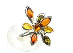 Кольцо с янтарем С925 "ноктюрн" 20*31мм цв.ассорти размер 18, 4,4г