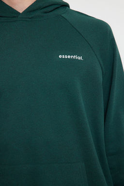 TRENDYOL MAN Bej Unisex Oversize/Genis Kesim Reglan Kol Sloganl? Kapusonlu Sweatshirt TMNAW25SW00156 - Trendyolmilla фото 3