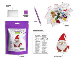 Кристальная (алмазная) мозаика ФРЕЯ ALVM-128 магнит Гном с игрушкой 9 х 12 см