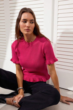 Fusya F?rf?r Detayl? Bisiklet Yaka Triko Bluz TWOSS26BZ00135