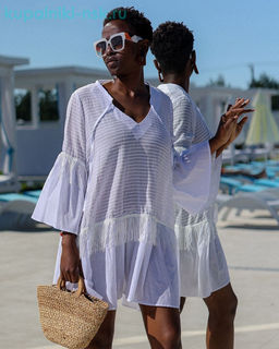 Джессика малибу вискоза полоска+марлевка Туника (42-50)