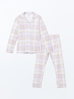 G?mlek Yaka Ekose K?z ?ocuk Pijama Tak?m?