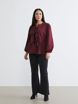 B?y?k Beden Fiyonk Ba?lama Detayl? Kad?n G?mlek