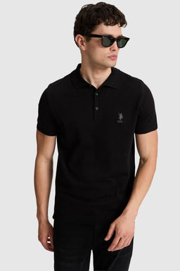 Erkek Regular Fit Siyah Polo Yaka Triko Ti__rt