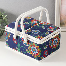 Шкатулка для рукоделия и шитья Цветочная мозаика, хранение ниток, иголок, мелочи, 19?26?14.5 см