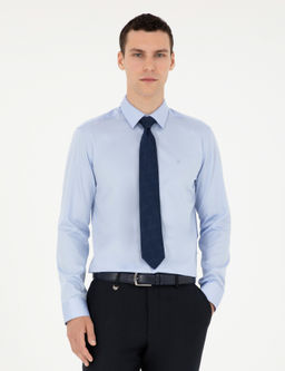 Koyu Mavi Slim Fit Uzun Kollu Basic G_mlek
