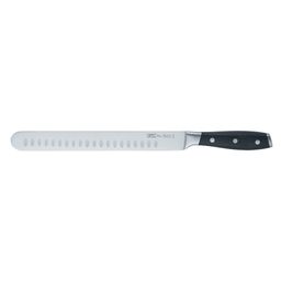 50579 GIPFEL Нож c выточками для тонкой нарезки HORECA PRO 25см, кованый. Материал лезвия: сталь X30CR13. Материал ручки: пластик ABS. Толщина: 2,3 мм.