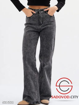 Джинсы трубы с высокой посадкой