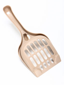 Лоток для кошек Фур-Мур 48×35.5 см с бортом + совок, Soft-touch, капучино