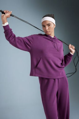 DeFactoFit Oversize Genis Kal?p Premium Kapusonlu Kanguru Cepli Sporcu Sweatshirt
