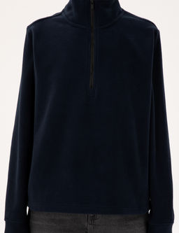 Lacivert Comfort Fit Fermuarl_ Polar Sweatshirt
