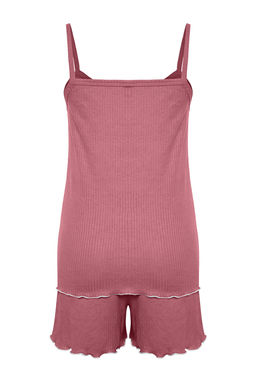 Trendyolmilla Ac?k Pembe Kurdele/Fiyonk Detayl? Ip Ask?l? Fitilli Sortlu Orme Pijama Tak?m? THMSS24PT00356  фото 8