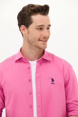 U. S. Polo Assn Мужская розовая базовая рубашка из льна - U.s. polo assn фото 9