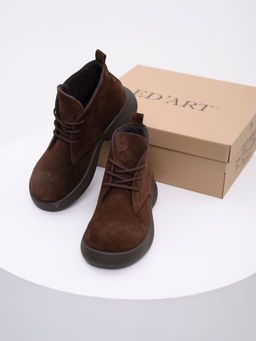 Ботинки EDART 308.927br.Коричневая замша+коричневый/байка