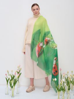 Большой, красивый двусторонний платок с рисунком в стиле арт-декои необычной текстурой ткани - Tantino фото 4