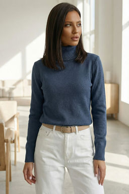 Водолазка из полушерстяной пряжи джинсовая