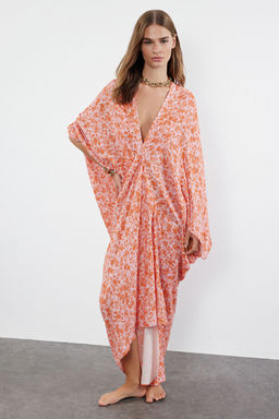 TRENDYOLMILLA Soyut Desenli Genis Kal?p Maxi Dokuma Buzgulu Plaj Elbisesi TBESS23EL00274  фото 10