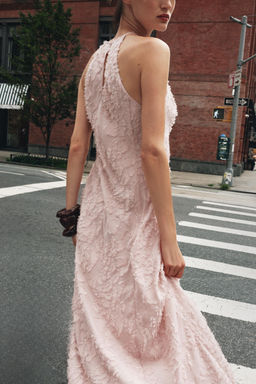 HALTER FRAYED MIDI DRESS - Zara фото 11