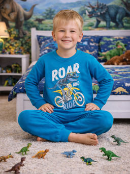 Пижама детская бирюза с принтом