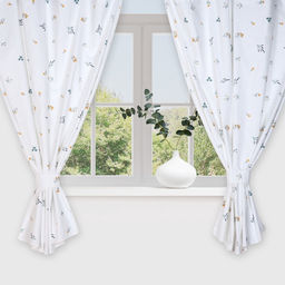 Шторы для кухни с подхватами Этель «Полевые цветочки», 150×180 см - 2 шт., рогожка 176 г/м²