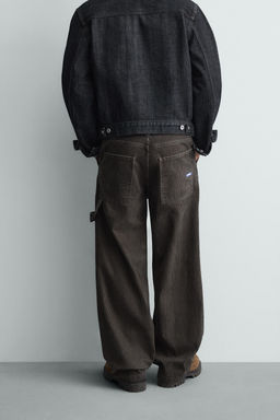 RELAXED FIT FLOCKED STRIPED TROUSERS - Zara фото 13